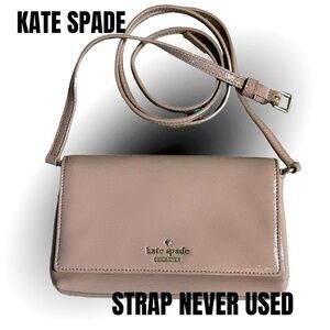 NWOT AUTHENTIC KATE SPADE NUDE/TAN PATENT LEATHER CLUTCH CROSSBODY